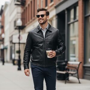 Outbrook Genuine Leather black Jacket